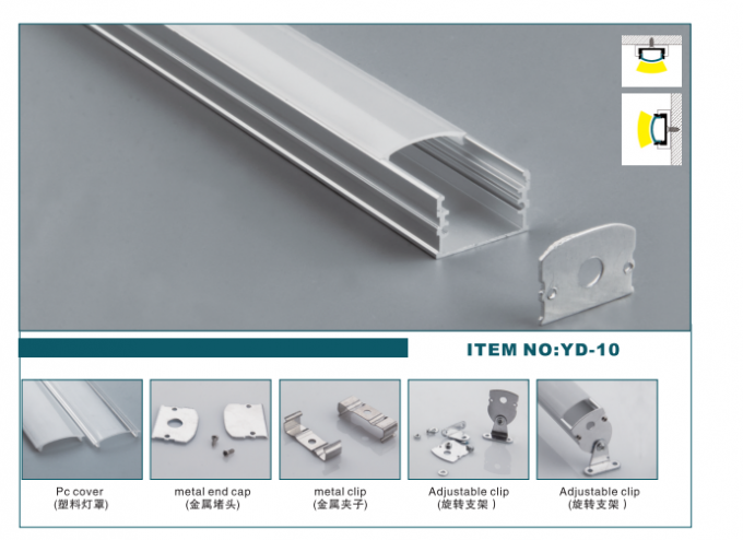 Square Surface Mounted Aluminium LED Profile U Shaped Channel Anodized