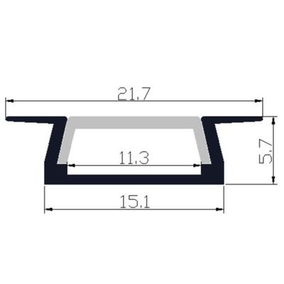 Anodized Recessed LED Strip Lighting Channel 6063 Aluminium Alloy Extrusion