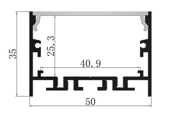 6063 T5 Suspended LED Profile 50*35mm Kitchen Aluminium LED Strip Housing